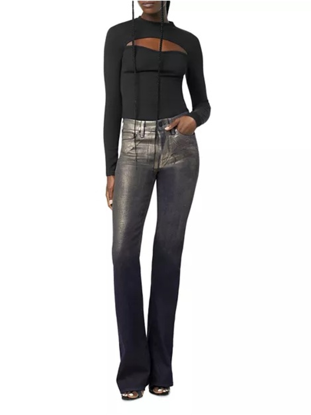NWT Anthropology Hudson Barbara High-Rise Shine Bootcut Jeans New In Ombré Foil - Picture 13 of 15